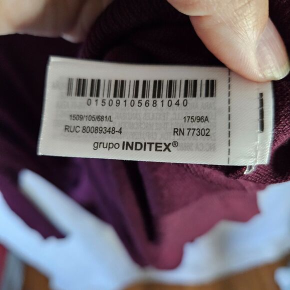 ZARA Crewneck Thin Effortless Sweater Burgundy Wine Size Large - Picture 4 of 4